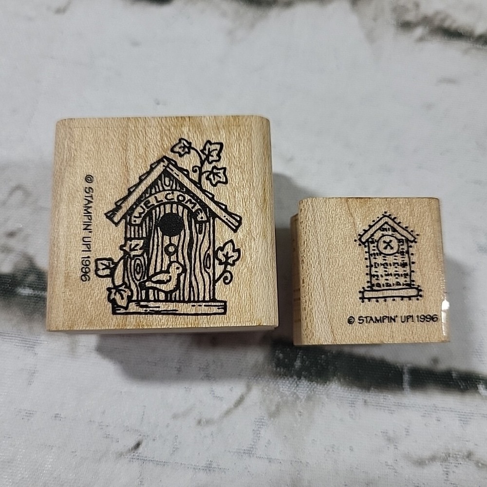 Stampin' Up! Mini Birdhouses Rubber Stamp Set Of 5 Vintage 1996 Crafts - Picture 3 of 9